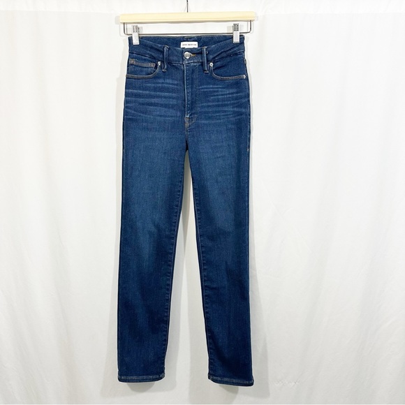 Good American Always Fits Straight Leg High Rise Jeans in Blue822 Size 00-4 - Picture 3 of 11